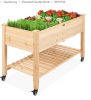 Mobile Raised Garden Bed Elevated Wood Planter w/ Wheels, Storage Shelf,New