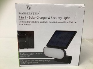 2-in-1 Solar Charger & Security Light, Powers Up, New