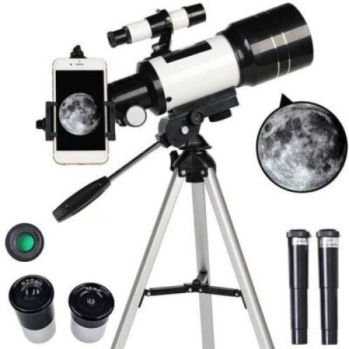 F30070M Astronomical Telescope 150X Max 70mm Aperture 300mm Refractor Tripod Finder Scope with Phone Holder
