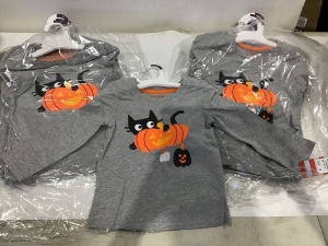 Lot of (24) 2T & (36) 3T Girls' Cat Pumpkin Long Sleeve Graphic T-Shirt - Cat & Jack™ Halloween