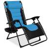 Oversized Padded Zero Gravity Chair, Folding Recliner w/ Headrest, Side Tray