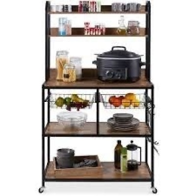 Counter-Height Baker's Rack w/ Locking Wheels, Adjustable Feet - 67in