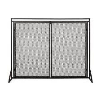 2-Door Wrought Iron Fireplace Screen w/ Magnetic Doors - 38.5x41in