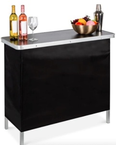 Portable Pop-Up Bar Table w/ Carrying Case, Removable Skirt,NEW