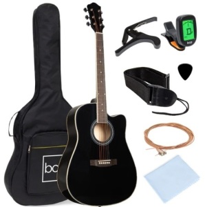 Full Size Beginner Acoustic Guitar Set with Case, Strap, Capo - 41in,NEW