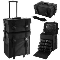 Happybuy 2 in 1 Nylon Rolling Makeup Case. Appears New with Cosmetic Damage