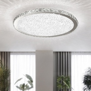 Crystal Round LED Flush Mount Luxury Modern Flush Ceiling Light in Warm/White 