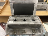 Grey Rustic Chalkboard with Shelf, Appears New