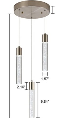 Satin Nickel Ceiling Fixture with Dimmable LED Bulbs,Updated Bubble Crystal LED Kitchen Lighting,APPEARS NEW 