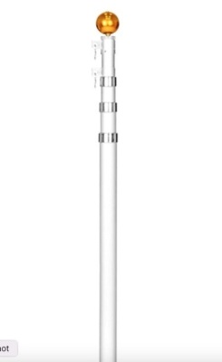 Telescopic Aluminum Flagpole with American Flag and Gold Ball,NEW