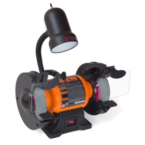 2.1-Amp 6-Inch Single Speed Bench Grinder with Flexible Work Light