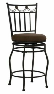 Metal Swivel Counter Stool Thick Cushioned Microfiber Seat