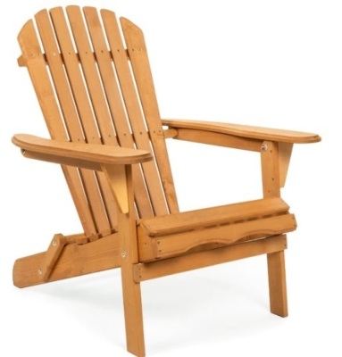 Folding Wooden Adirondack Chair Accent Furniture w/ Natural Finish - Brown,APPEARS NEW