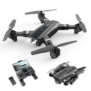 DEERC Foldable GPS Drone with 1080P Camera Quadcopter Drone for Biginners and Adults Follow Me Auto Return to Home Gesture Photos Video