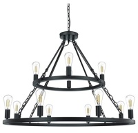 Vonfame Round Large Wagon Wheel Chandelier, Appears New