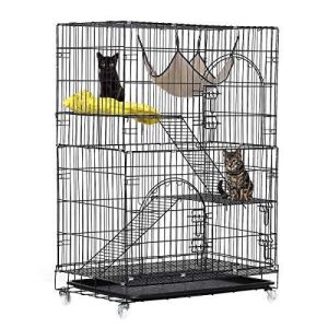 TOOCA 3-Tier Small Pet Kennel Enclosure with Ladders, Platforms Beds, Latches, Tray, Hammock