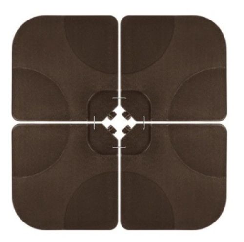 4-Piece Cantilever Offset Patio Umbrella Stand Square Base Plate Set, Brown