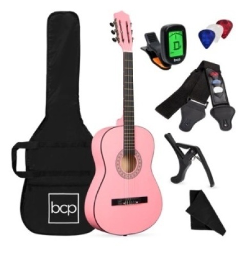 Beginner Acoustic Guitar Set,&nbsp;38in, Pink