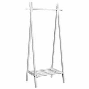 A-Frame Wood Clothing Hanging Rack With Storage Shelf