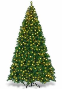 9 ft. Pre-Lit PVC Artificial Christmas Tree Hinged with 700 LED Lights and Stand