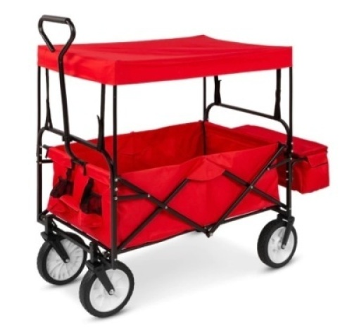 Utility Wagon Cart w/ Folding Design, 2 Cup Holders, Removable Canopy, Appears New