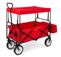 Utility Wagon Cart w/ Folding Design, 2 Cup Holders, Removable Canopy, Appears New