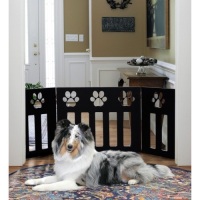 Pet Store Wooden Paw Decor Pet Gate (Black). NEW