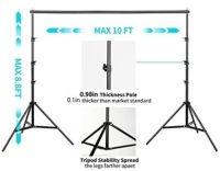 Photo Video Studio 8.8 x 10 FT, Adjustable Backdrop Stand System Kit, Appears New/Box Damaged