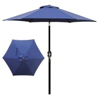 Blissun 7.5 ft Patio Umbrella, Yard Umbrella Push Button Tilt Crank (Navy Blue), Appears New