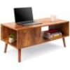 Wooden Mid-Century Modern Coffee Accent Table w/ Open Storage Shelf