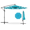 Solar LED Offset Hanging Patio Umbrella, 10ft, Sky Blue