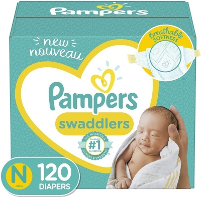 Baby Diapers Newborn/Size 0 (< 10 lb), 120 Count - Pampers Swaddlers, ONE MONTH SUPPLY (Packaging May Vary)