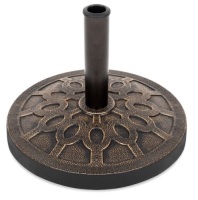 18in Round Patio Umbrella Base Stand w/ Rustic Finish, Appears New