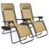 Set of 2 Adjustable Zero Gravity Patio Chair Recliners w/ Cup Holders