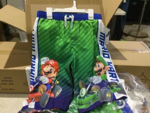 Lot of (3) Cases of Boys' Mario Kart Swim Trunks, 12 Ct - Multiple Sizes 