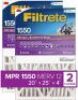 Lot of (2) Filtrete Deep Pleat AC Furnace Air Filters, 20" x 25" x 4" - NEW