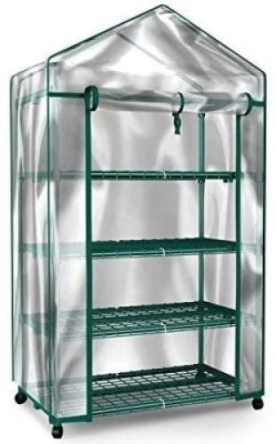 Home-Complete Mini Greenhouse-4-Tier Indoor Outdoor Sturdy Portable Shelves-Grow Plants, Seedlings, Herbs, or Flowers In Any Season-Gardening Rack. Appears New