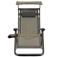 Folding Recliner Lounge Chair W/ Shade Canopy Cup Holder