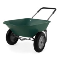Dual-Wheel Wheelbarrow Garden Cart, Green