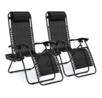 Set of 2 Adjustable Zero Gravity Patio Chair, Black