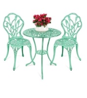 3-Piece Cast Aluminum Patio Bistro Set, Teal