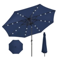Solar LED Lighted Patio Umbrella,&nbsp;10ft, Navy Blue