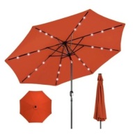 Solar LED Lighted Patio Umbrella,&nbsp;10ft, Rust