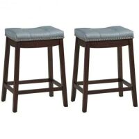 &nbsp;Set of 2 Nailhead Saddle Bar Stools