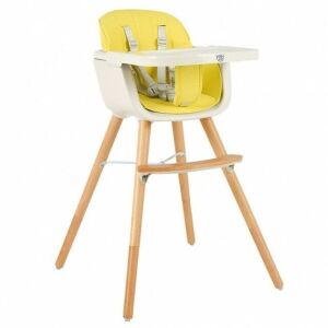 3 In 1 Convertible Wooden High Chair With Cushion-Yellow 