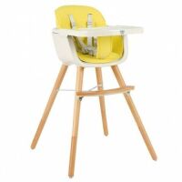 3 In 1 Convertible Wooden High Chair With Cushion-Yellow&nbsp;