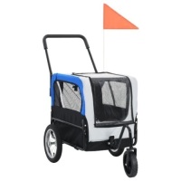 ZUN 2-in-1 Pet Bike Trailer & Jogging Stroller Gray and Blue 91763&nbsp;