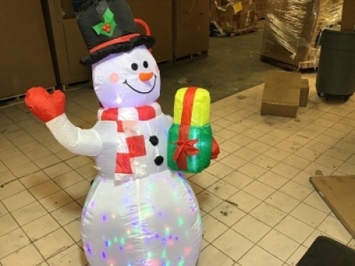 Air Blown Inflatable Snowman with Lights. Tested and Works. Appears New