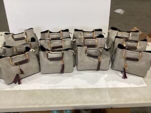 Lot of (12) Gray Hand Bags 