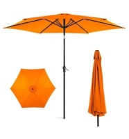 Outdoor Steel Market Patio Umbrella Decoration w/ Tilt, Crank Lift - 10ft, Appears New